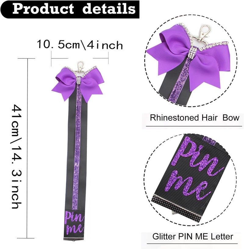 Hipcheer Cheer Pin Strap Pin Me Ribbon for Backpack Glitter Cheerleader Keychain Cheer Gifts Cheer Bow Pin Holder - Image 3